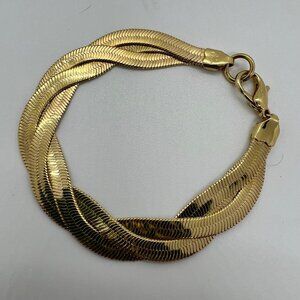 Avon Gold Tone Silk Chain Braided Costume Estate Bracelet